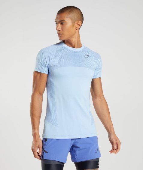 Men's Gymshark Apex Seamless T-Shirts Light Blue | NZ 0RGXJO